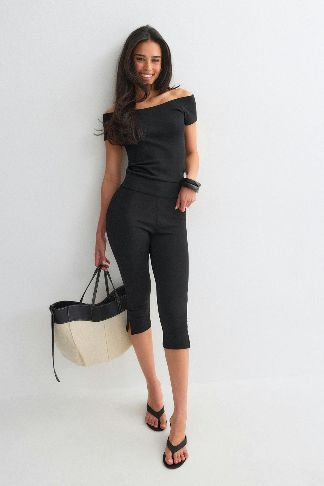 Wide neck top - Noir