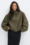 High neck short jacket - Khaki green