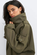 High neck short jacket - Khaki green