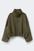 High neck short jacket - Khaki green