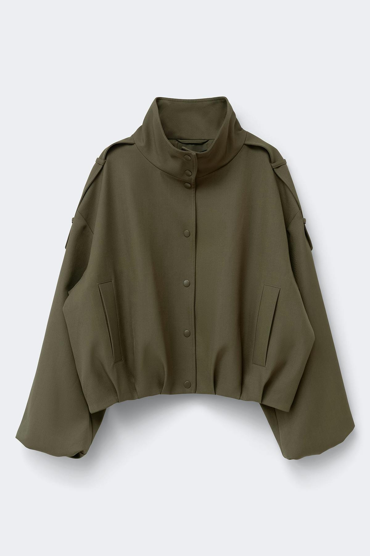 High neck short jacket - Khaki green