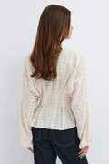 pleated blouse - Beige check