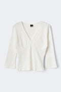 Pointelle quartersleeve top - Blanc cassé