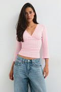 Pointelle quartersleeve top - Parisian night