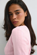 Pointelle quartersleeve top - Parisian night