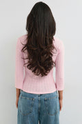 Pointelle quartersleeve top - Parfait pink