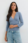Pointelle quartersleeve top - Parisian night