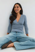 Pointelle quartersleeve top - Blanc cassé