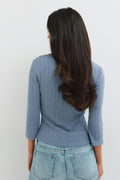 Pointelle quartersleeve top - Parisian night