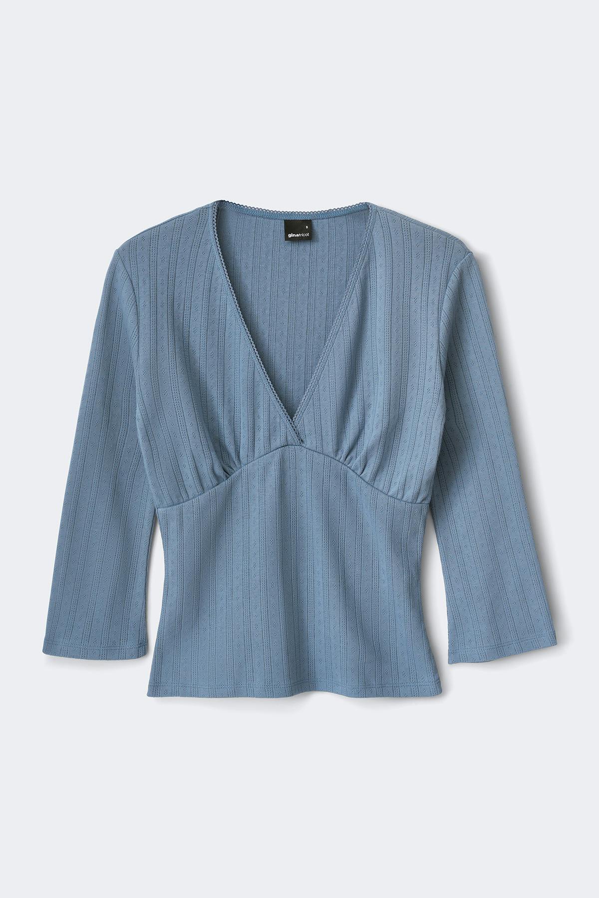 Pointelle quartersleeve top - Parisian night