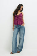Tie frill strap singlet - Dusty lavender