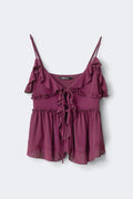 Tie frill strap singlet - Dusty lavender