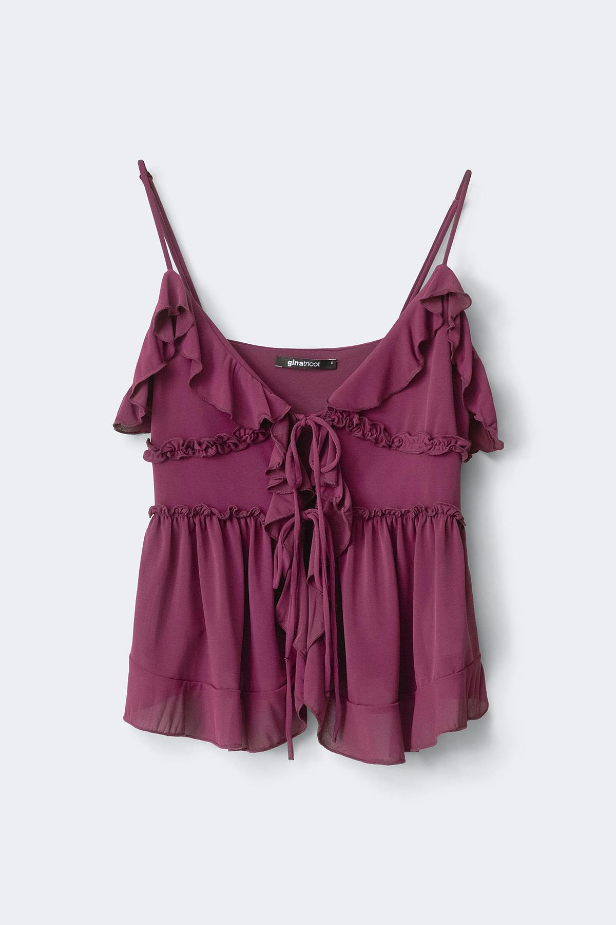Tie frill strap singlet - Dusty lavender