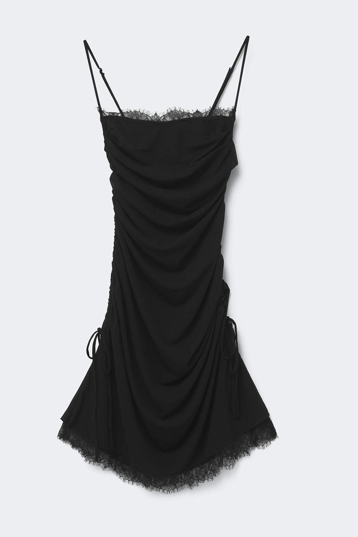 Lace detail strap dress - Noir