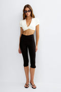 Frill one button top - Blanc cassé