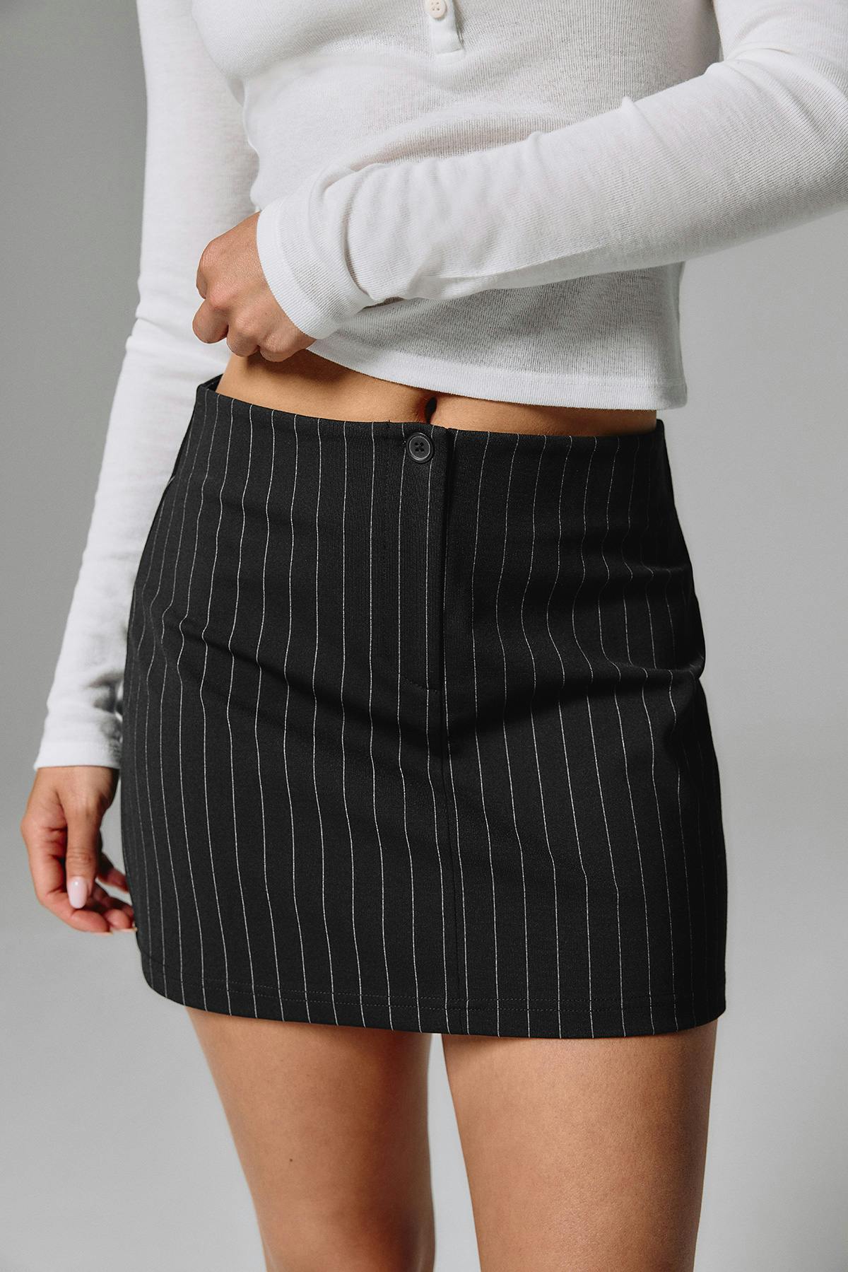 Tailored mini skirt - Beige melange