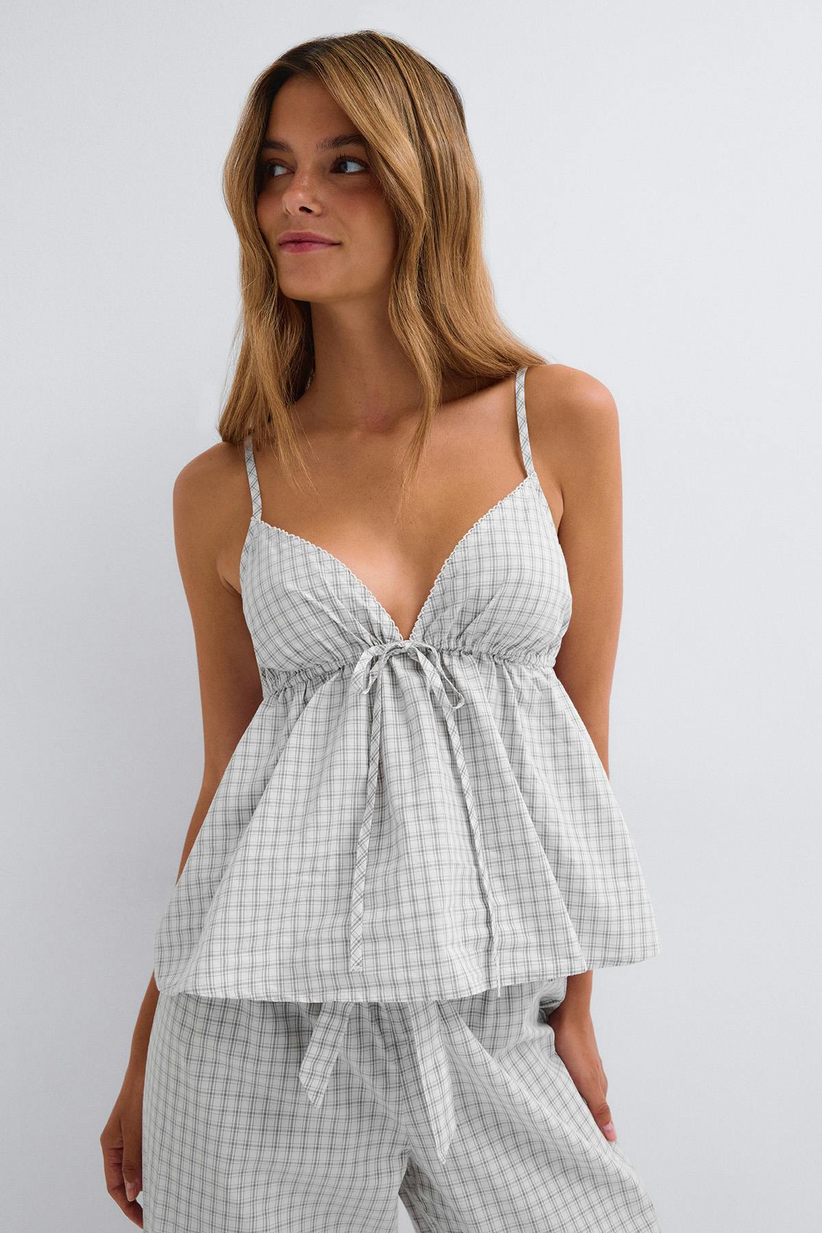 Poplin top - Pink check