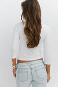 14+ quarter sleeve frill top - Blanc