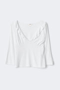 14+ quarter sleeve frill top - Blanc