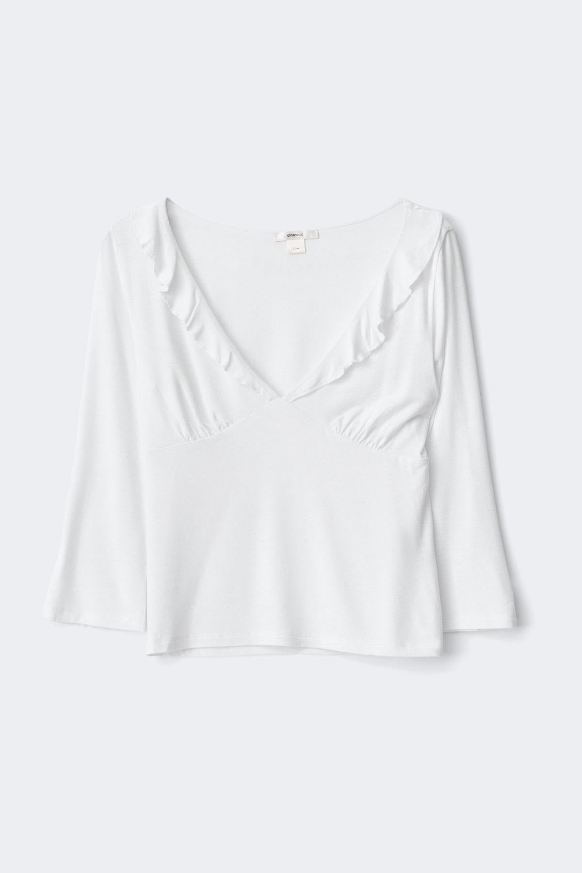 14+ quarter sleeve frill top - Blanc
