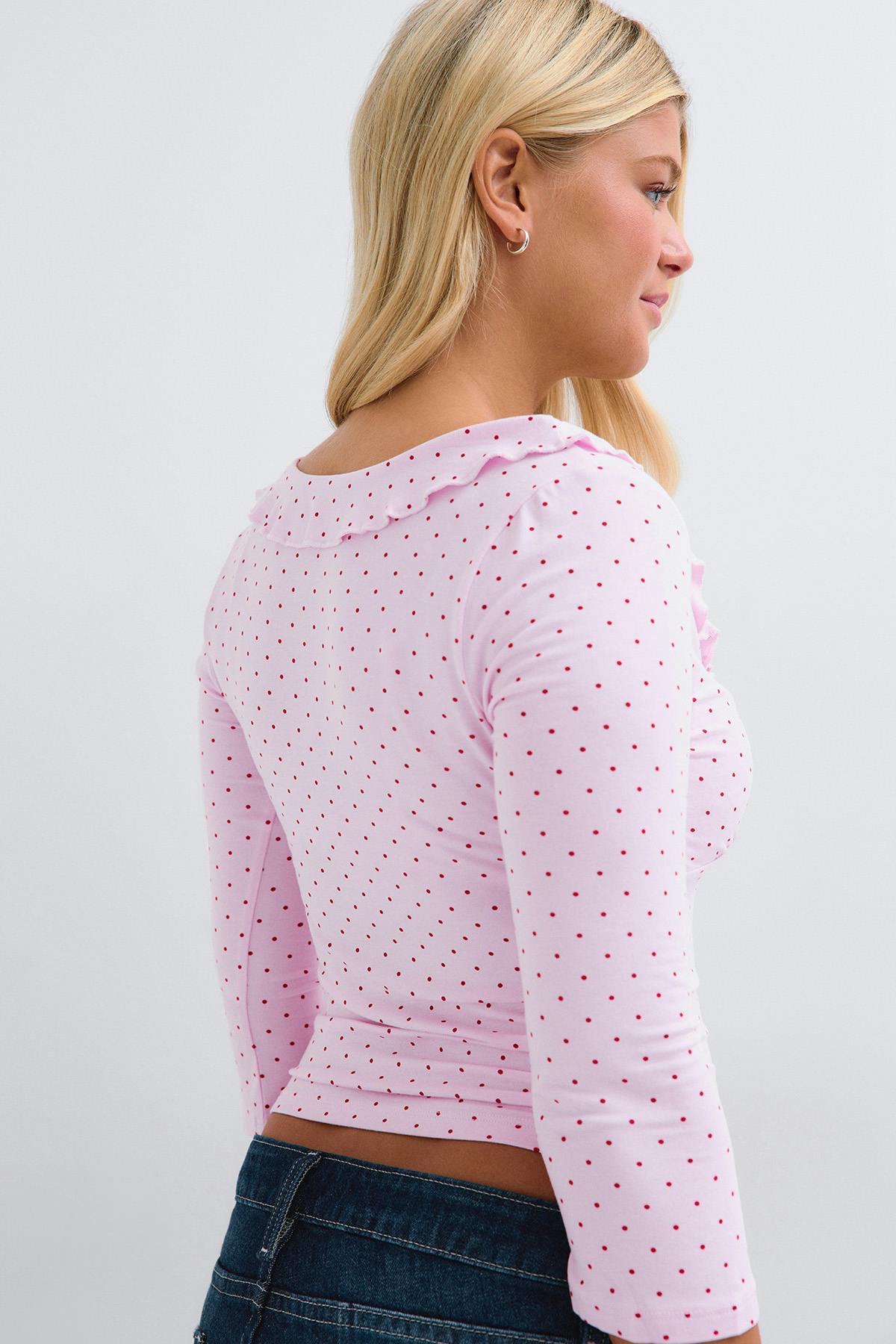 14+ quarter sleeve frill top - Noir