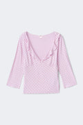 14+ quarter sleeve frill top - Noir