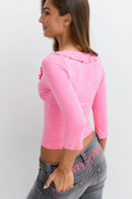 14+ quarter sleeve frill top - Rose