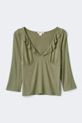 14+ quarter sleeve frill top - Kaki