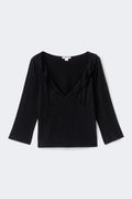 14+ quarter sleeve frill top - Cool blue