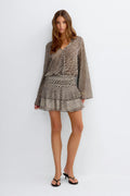 Sheer wide sleeve mini dress - Stripe