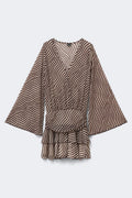 Sheer wide sleeve mini dress - Stripe
