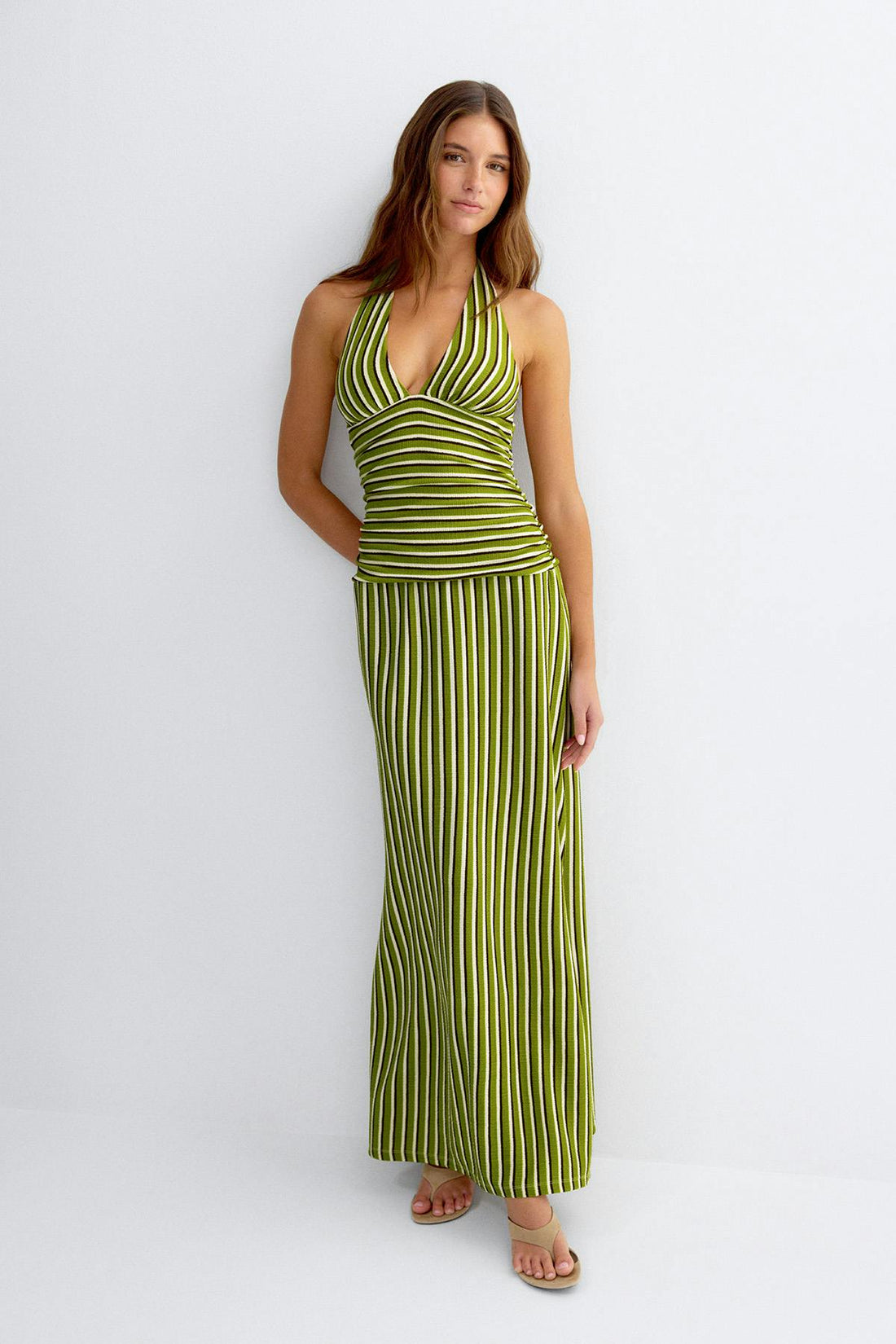 Stripe halterneck maxi dress - Stripe