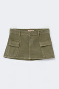 Cargo denim skirt - Khaki green