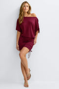 Off shoulder ruched dress - Zinfandel