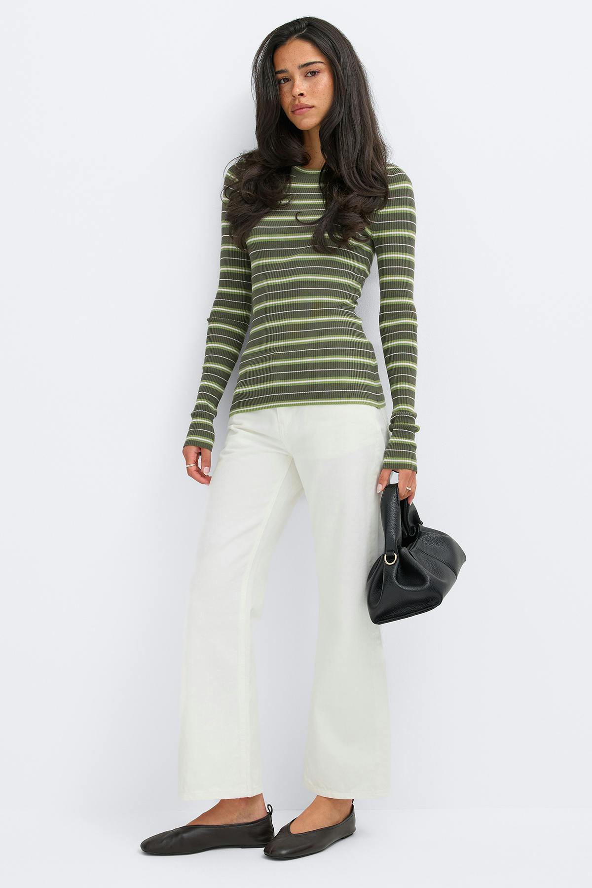 Stripe knitted top - Green stripe