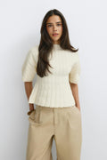 Shaped knitted top - Blanc cassé