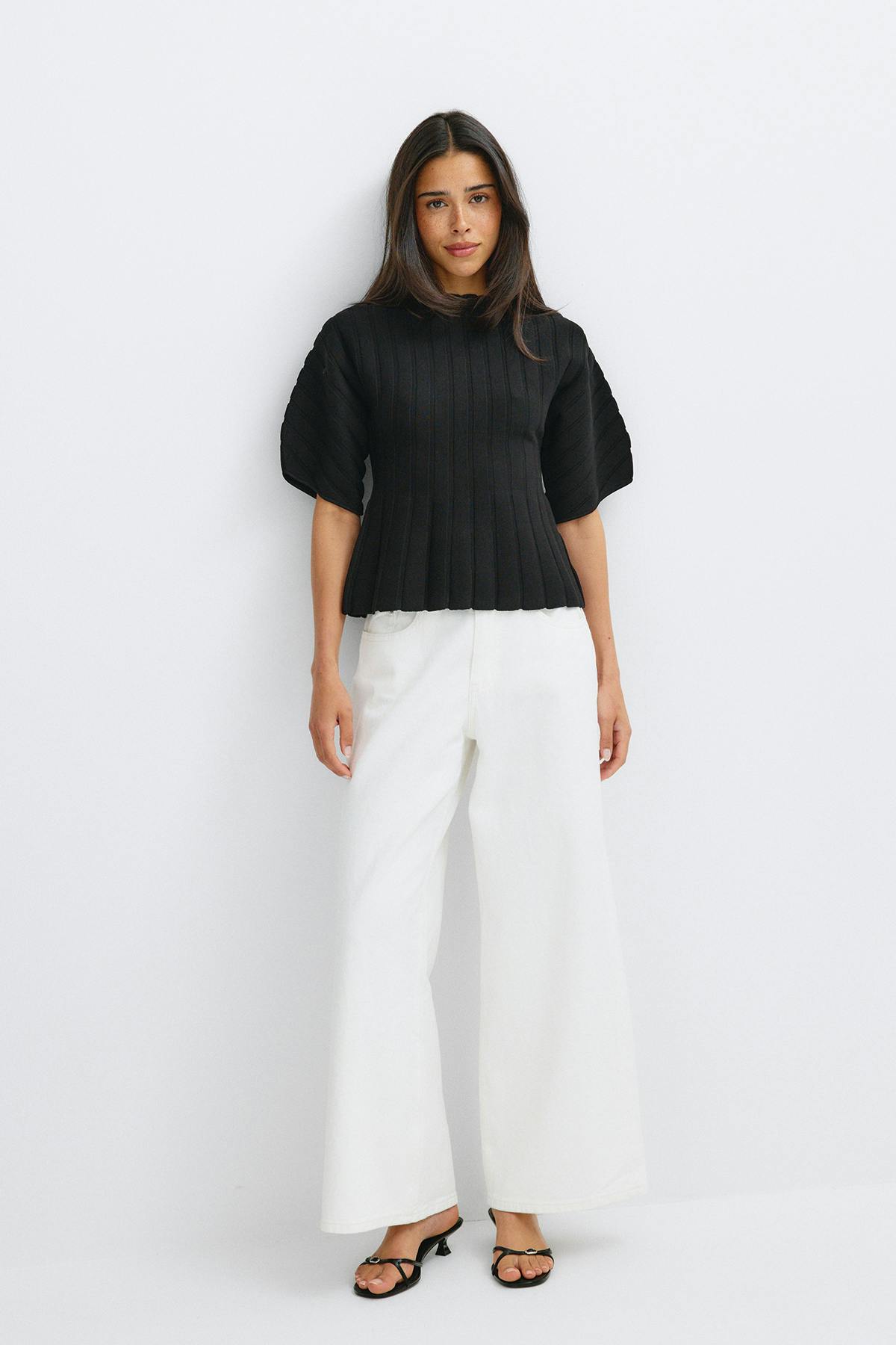 Shaped knitted top - Noir