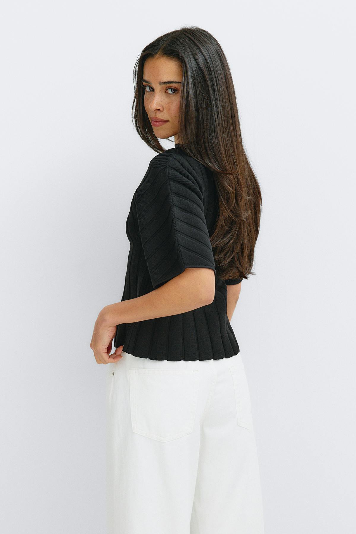 Shaped knitted top - Noir