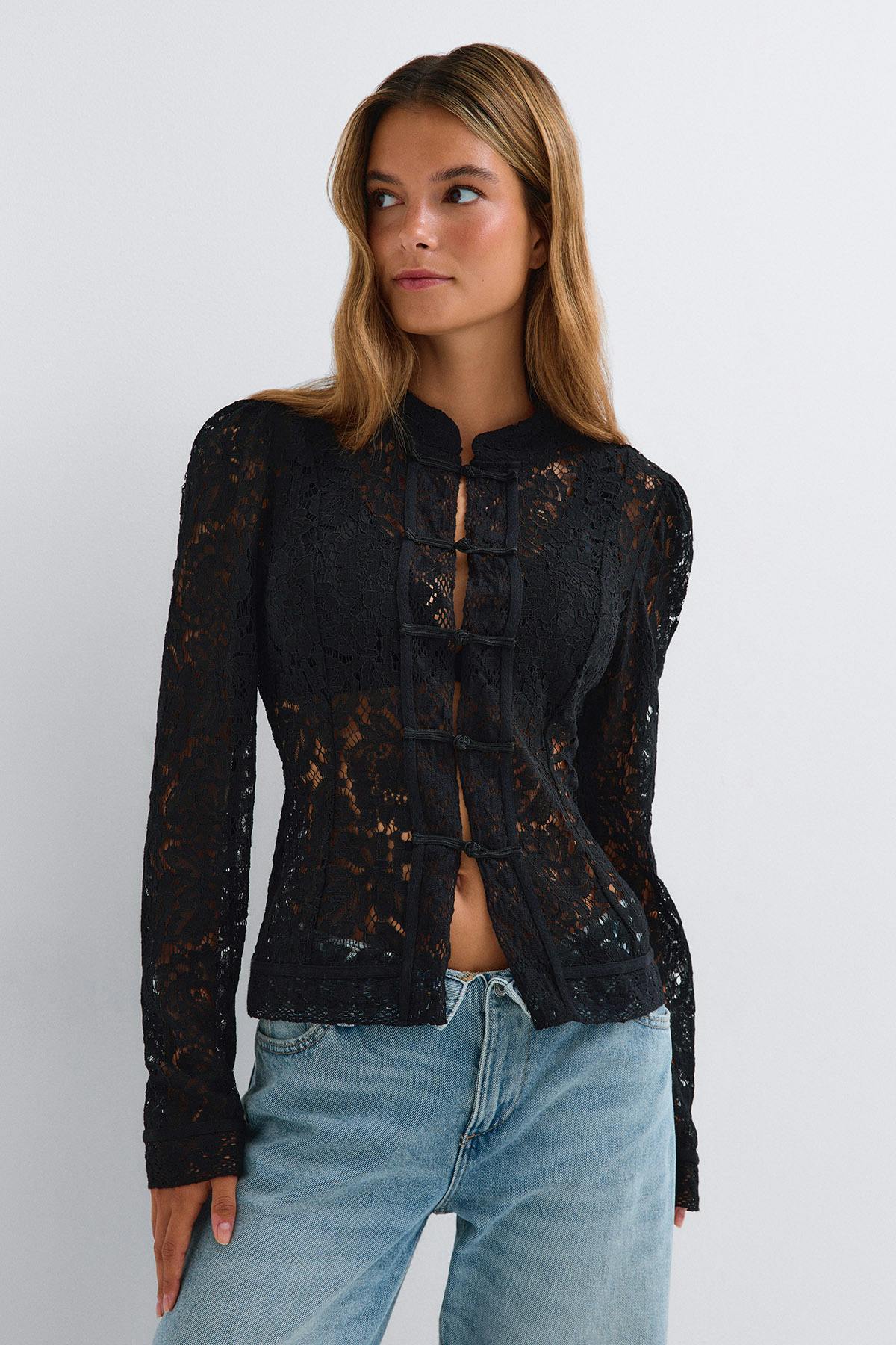 Lace long sleeve top - Creme