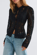 Lace long sleeve top - Creme