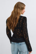 Lace long sleeve top - Noir