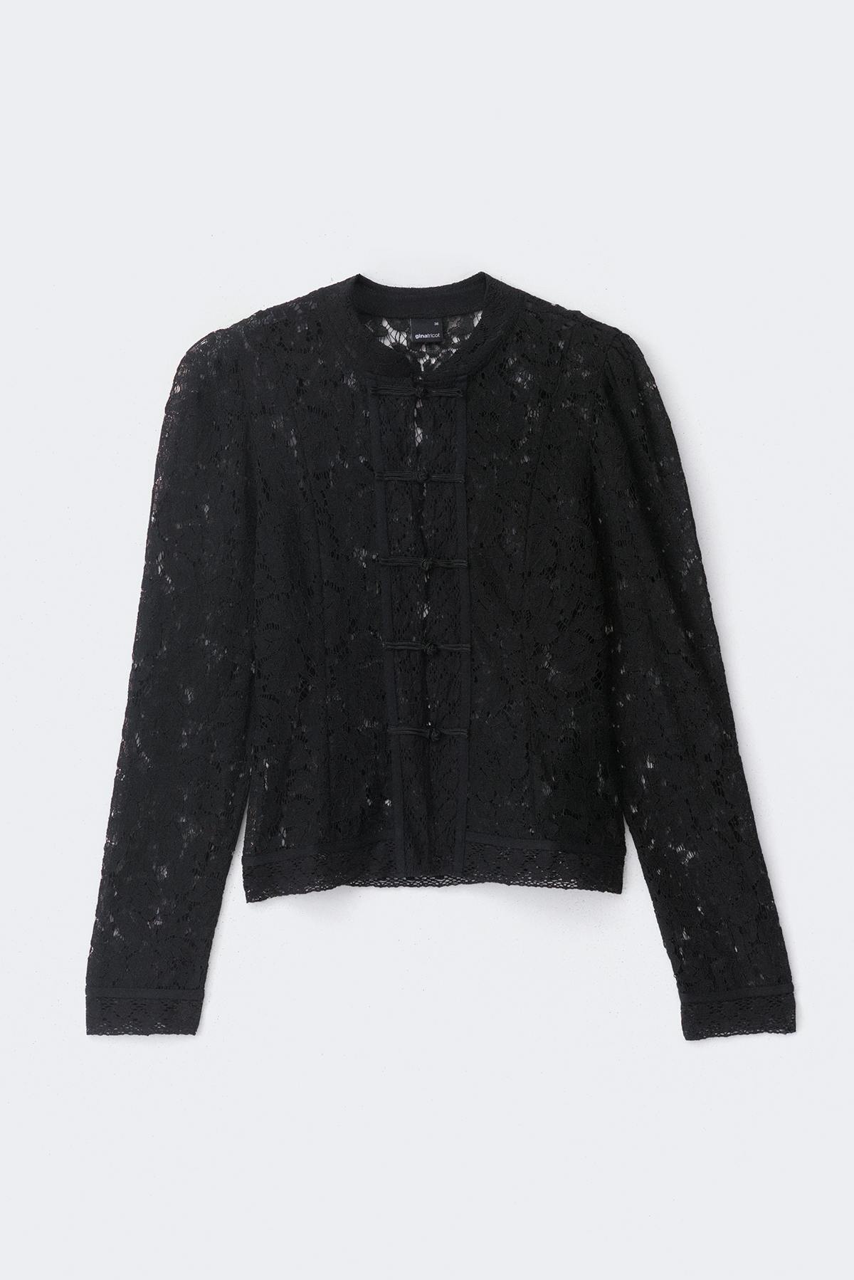 Lace long sleeve top - Noir