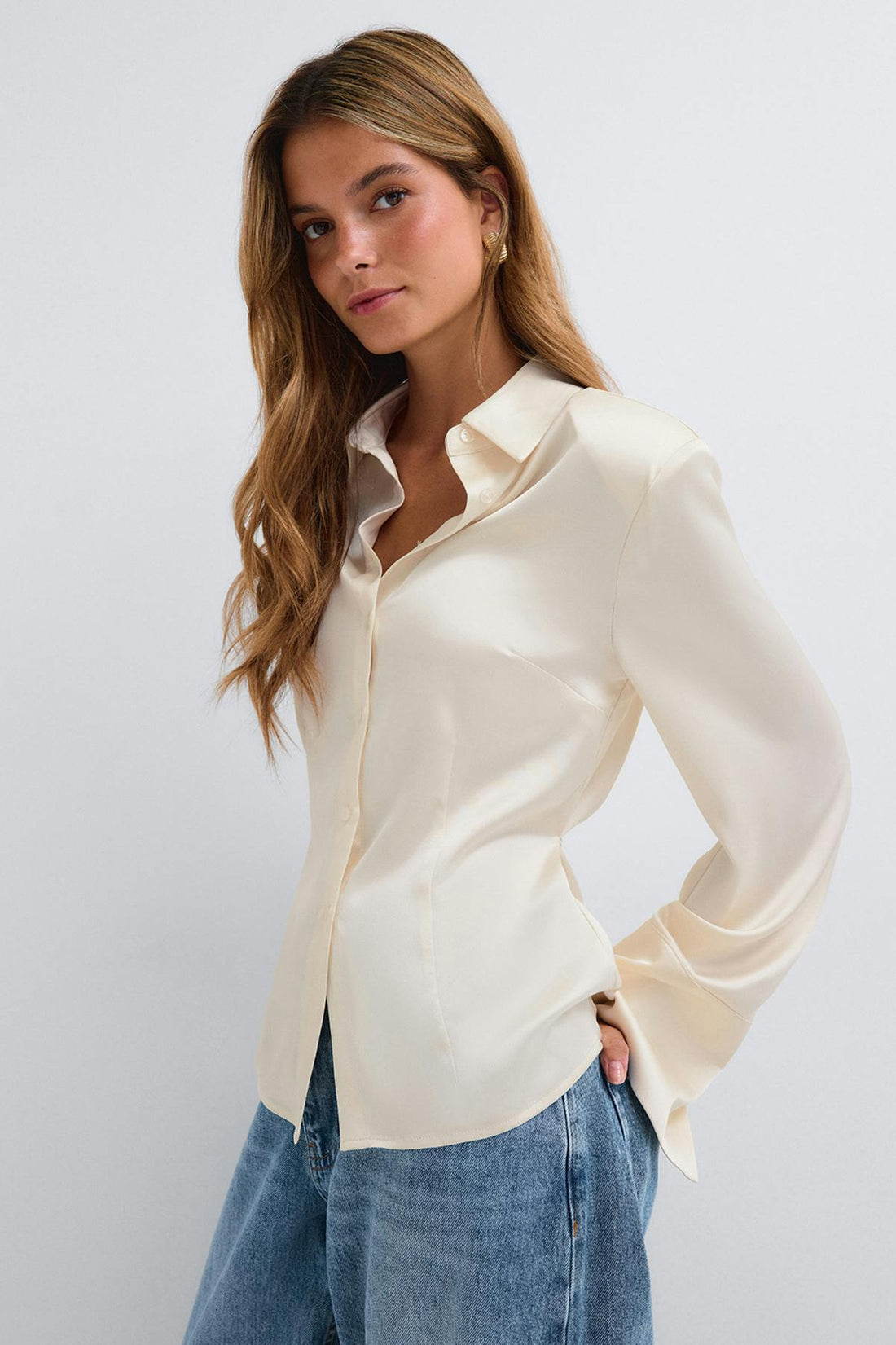 Shoulder pad shaped shirt - Blanc cassé
