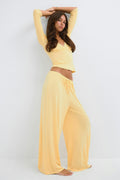 Wide loungewear trousers - Butter yellow
