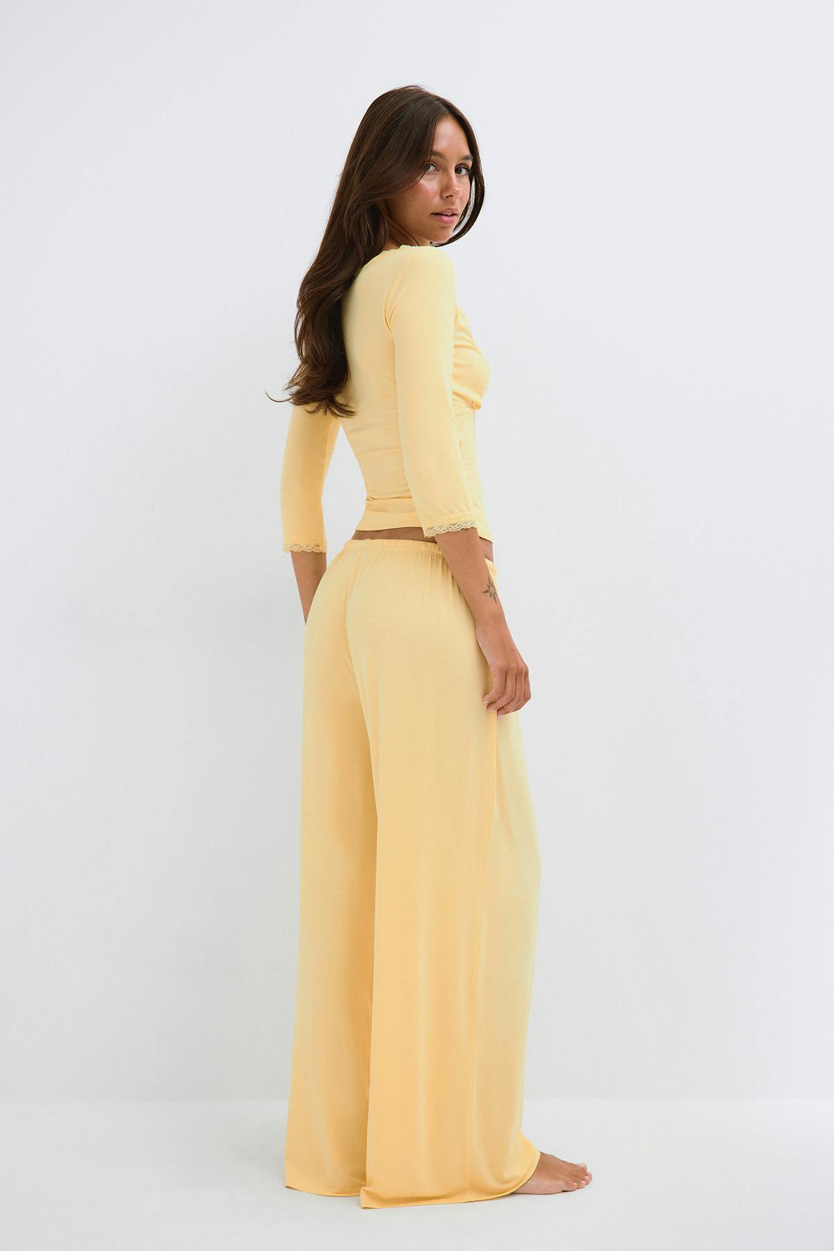 Wide loungewear trousers - Butter yellow