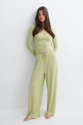 Wide loungewear trousers - Soft green