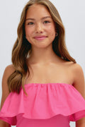 Y tube frill top - Black dot