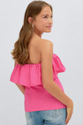 Y tube frill top - Black dot