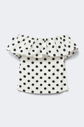 Y tube frill top - Black dot