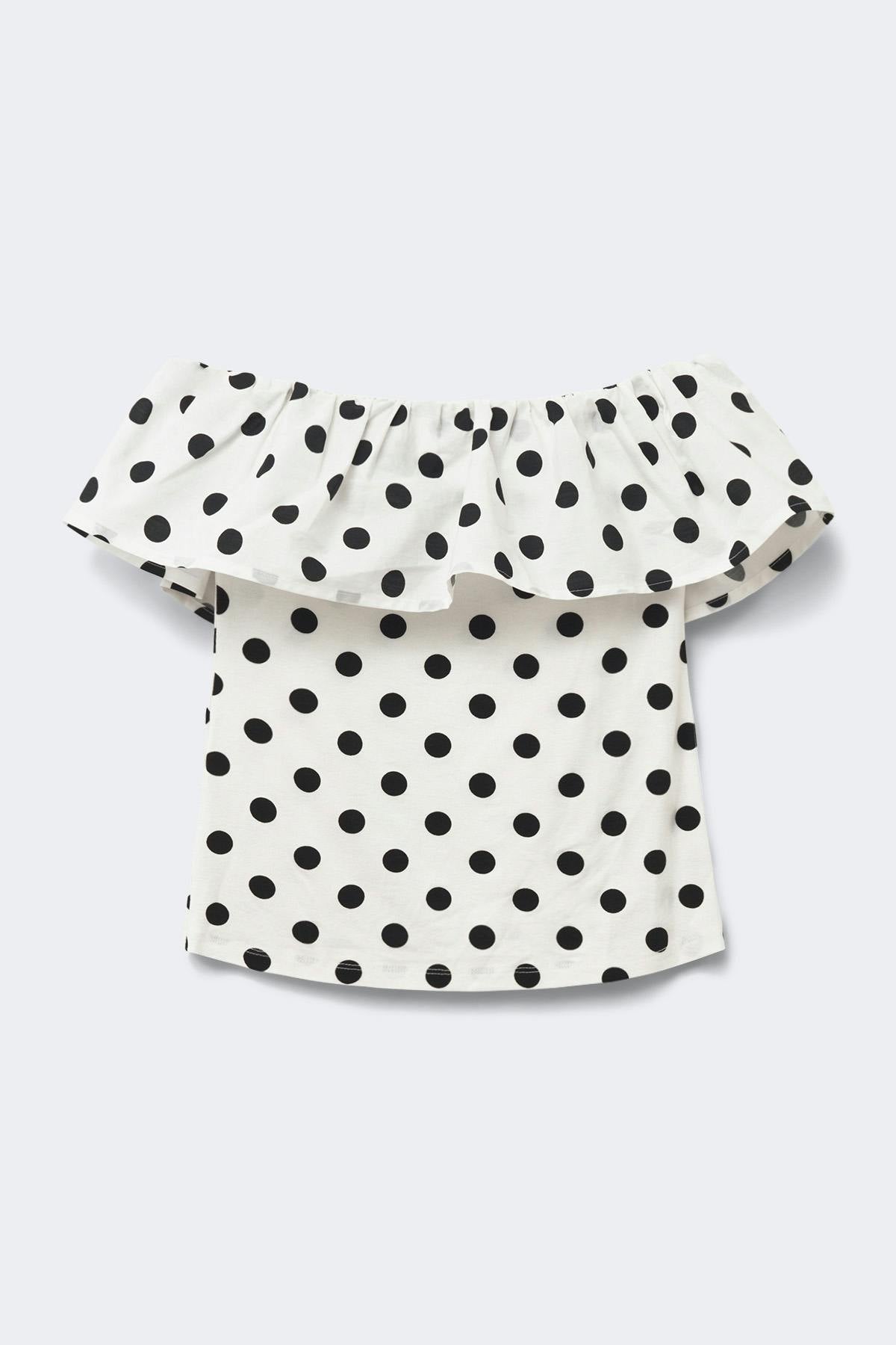 Y tube frill top - Black dot